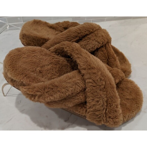 Women's ANINE BING Lizzie Faux Fur Slide in Camel Size 37 (US 7) WORN ONCE! - Picture 2 of 10